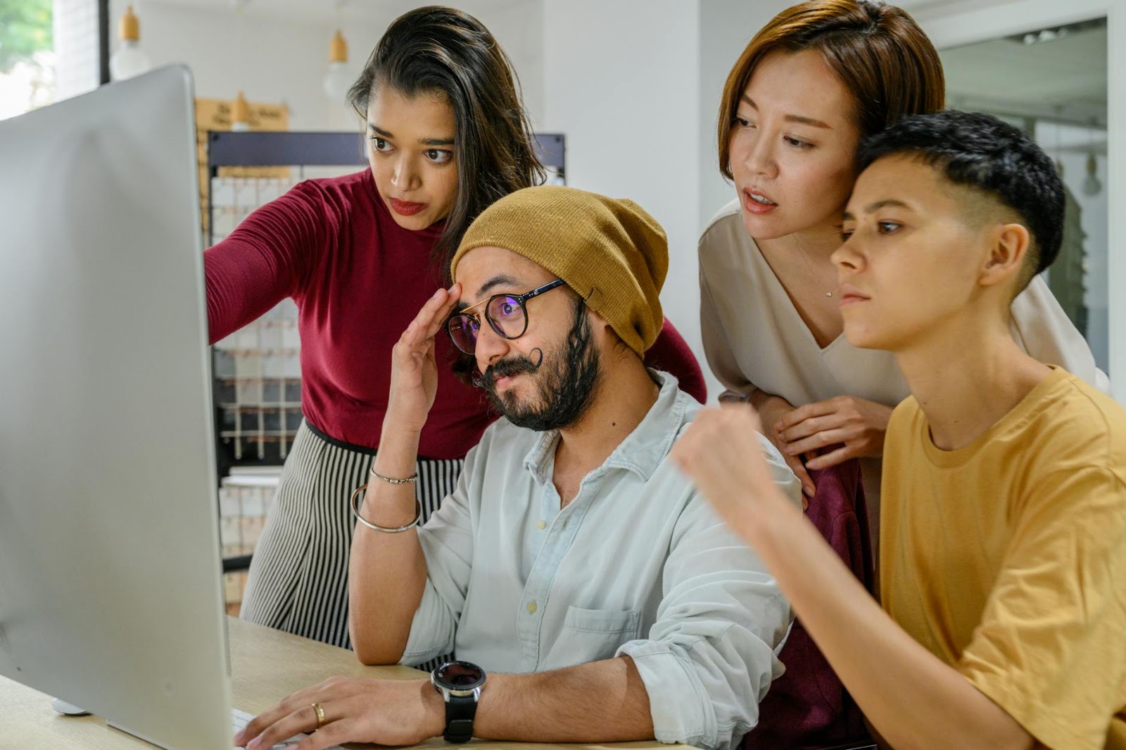 A diverse team collaborating on a blockchain project, symbolizing the collective effort in Web3 development trends.