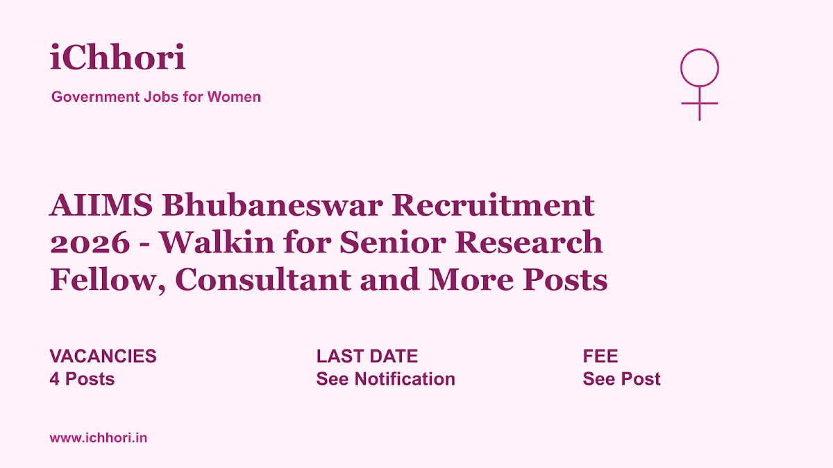 AIIMS Bhubaneswar Recruitment 2026 - Walkin for Senior Research Fellow, Consultant and More Posts - iChhori