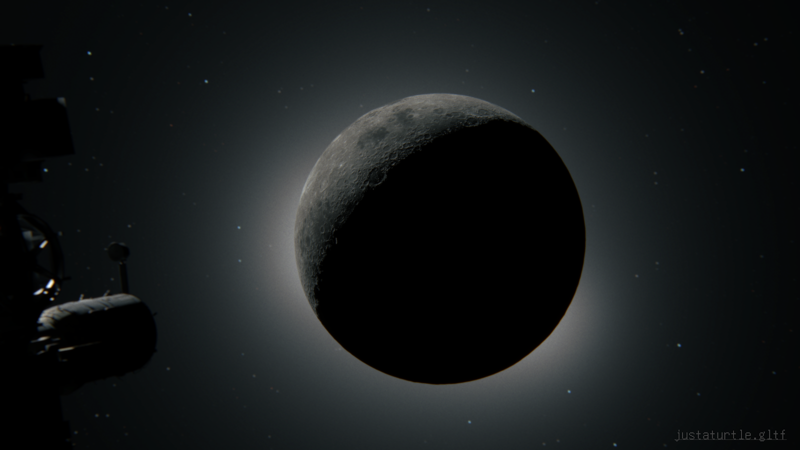 Crescent Moon In Deep Space - 3D Render 4K Wallpaper (4096x2304)