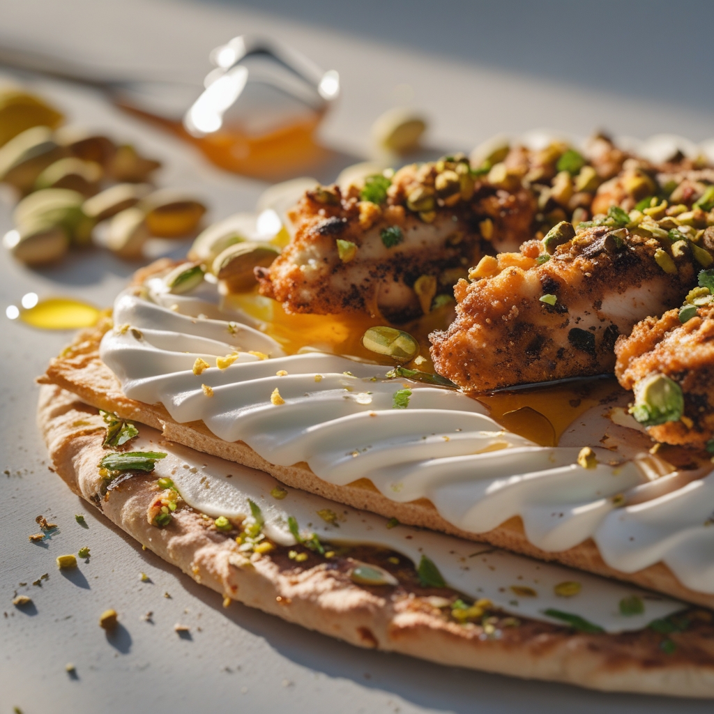 Final Crispy Za'atar Chicken & Whipped Pistachio Feta Power Flatbreads