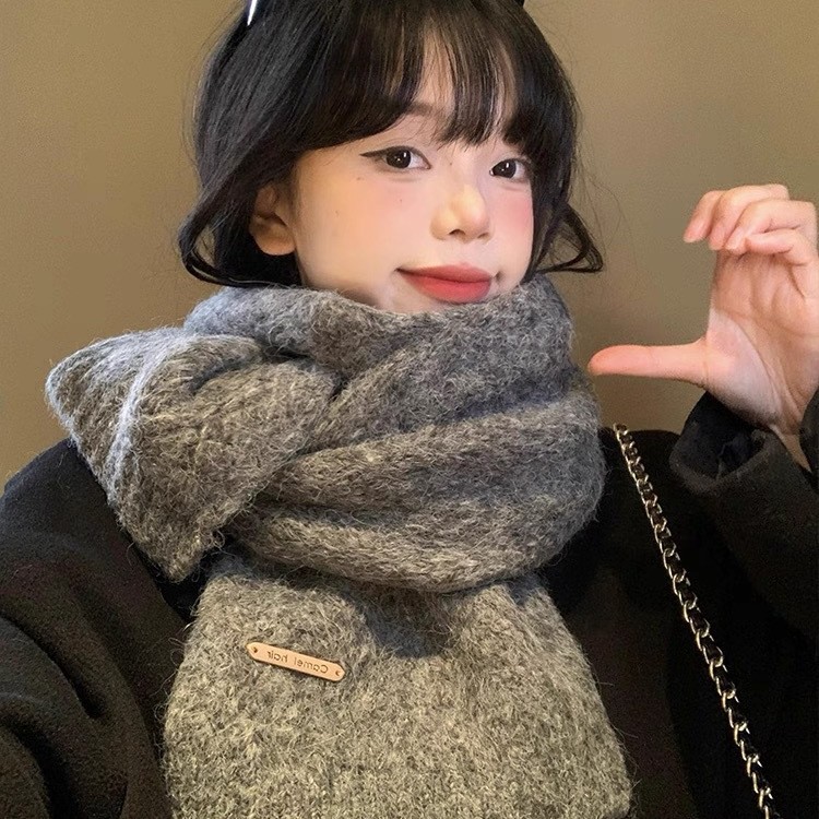 Solid-colored Alpaca Wool Blend Knitted Scarf, 22x162 cm