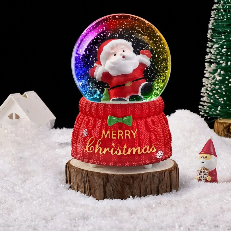 Christmas snow globe with light and music