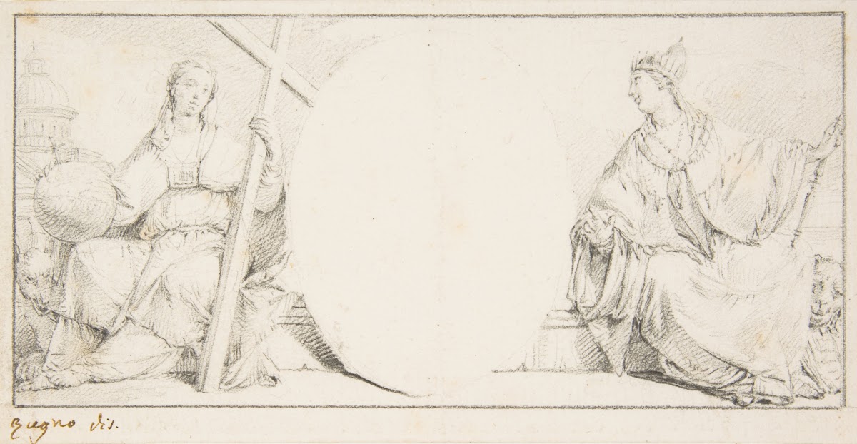 Allegorical Figures of Religion and Venice Flanking an Empty Cartouche 170987