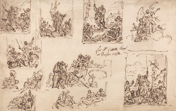 Moses and the Brazen Serpent  Design for the chapel at Dunster Castle ca 1723