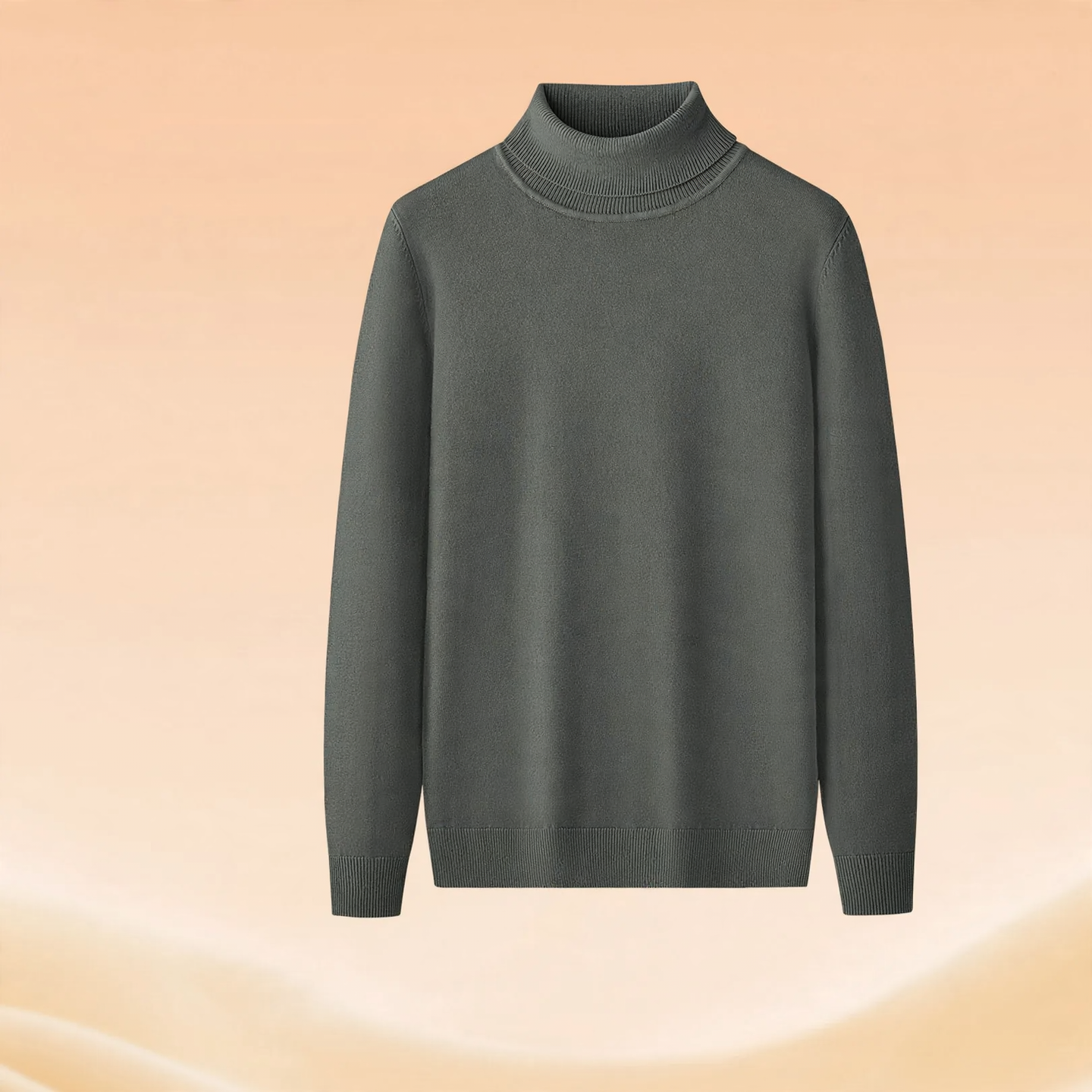 Warm men's turtleneck sweater, lined