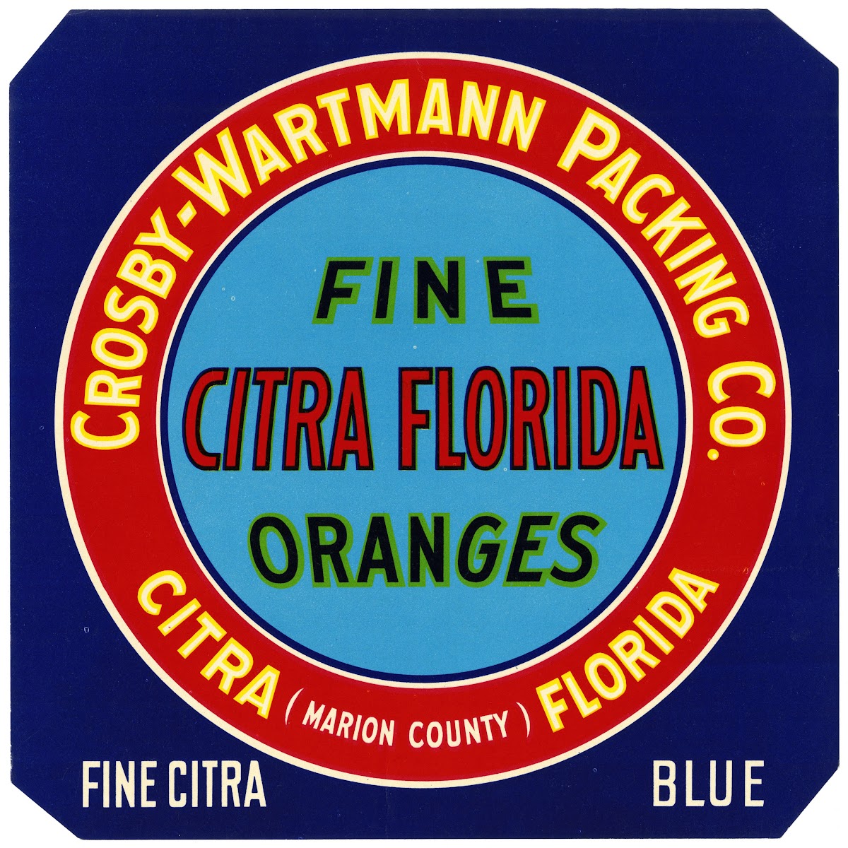 Label for Fine Citra Oranges  Blue 1930 1950