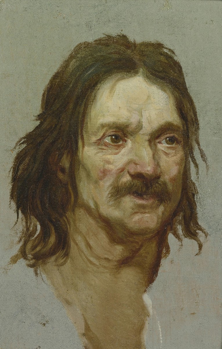 Head of a man with a moustache