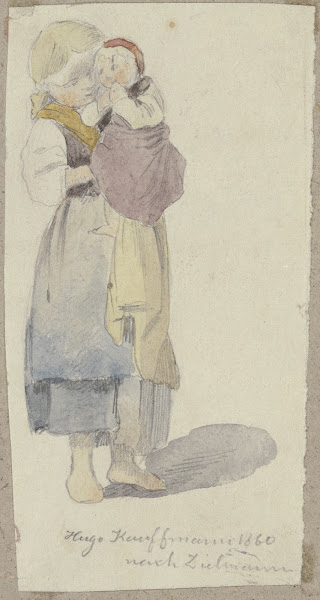 Mädchen mit Kind auf dem Arm 1860