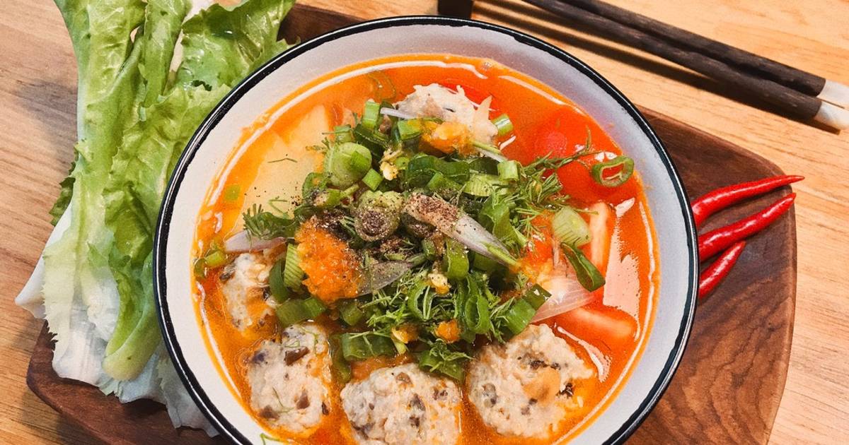 Bún Nước Lèo Cà Chua & Dứa (Thơm) Nấu Mọc