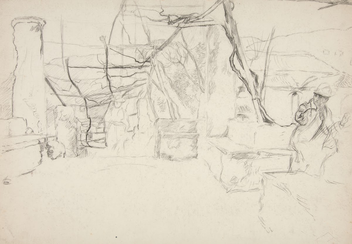 Figures walking among old ruins 1998