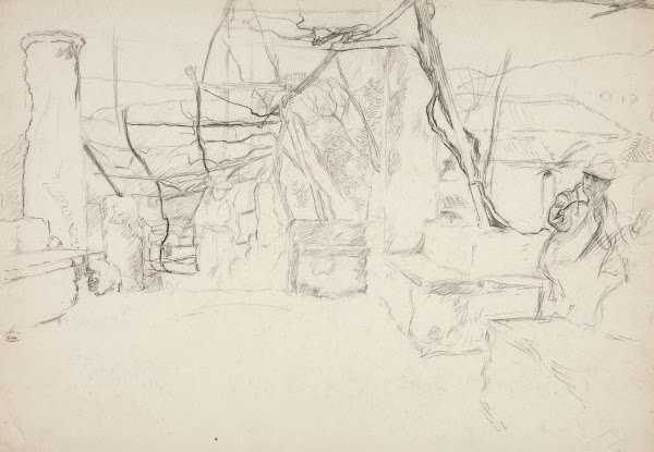 Figures walking among old ruins 1998