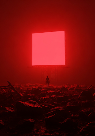 Neon Red Glowing Billboard Man