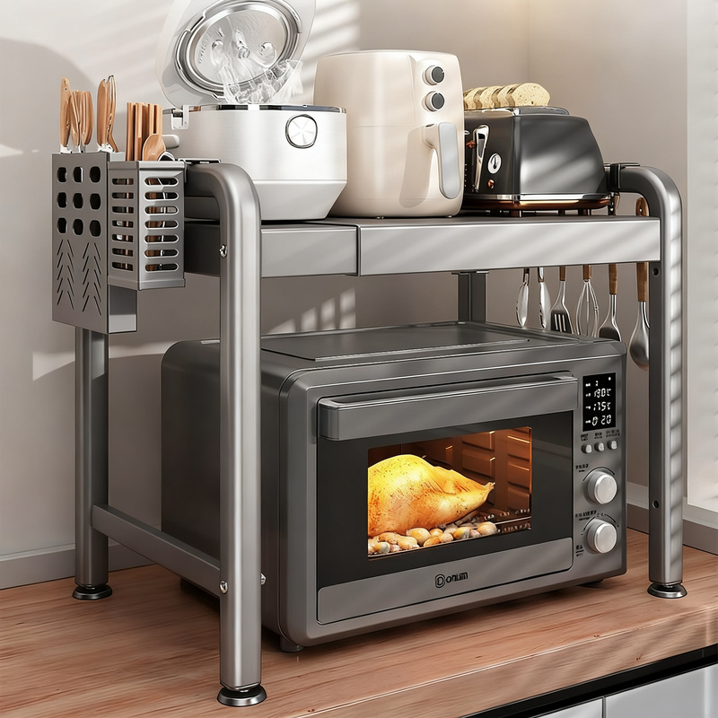 Kitchen shelf for microwave and kitchen appliances, multi-tiered