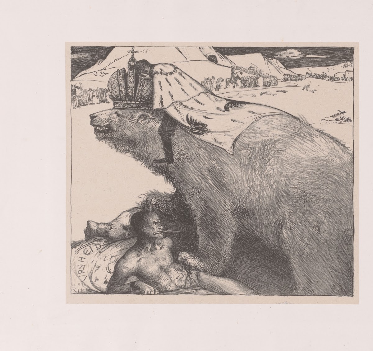Tsaar Nicolaas II Van Rusland Op De Russische Beer 1899