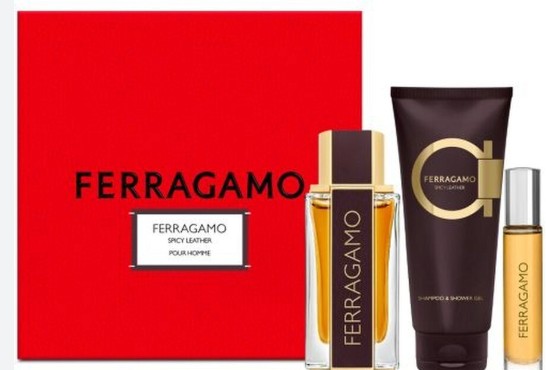 ESTUCHE SALVATORE FERRAGAMO SPICY LEATHER HOMBRE 3PZS 100ML EDP + 15ML EDP + AFTER SHAVE