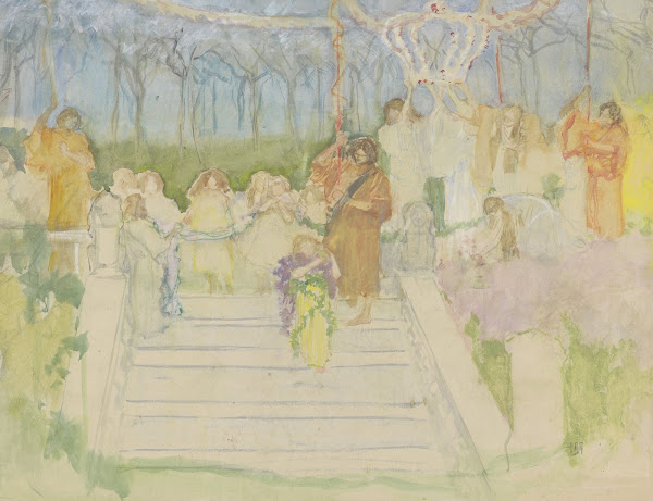 Tableau vivant ter gelegenheid van het huwelijk van koningin Wilhelmina in 1901