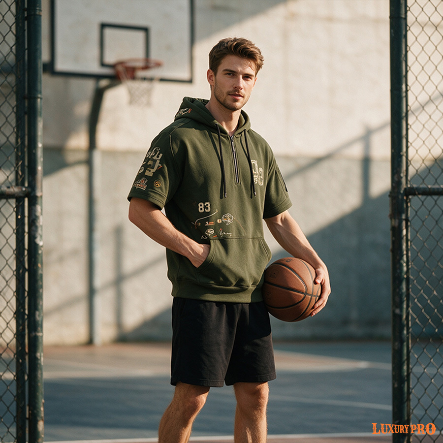 2D Short Sleeve Half-Zip Sweatshirt