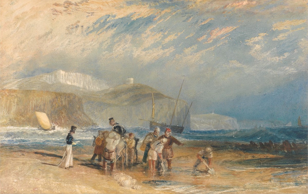 Folkestone Harbour and Coast to Dover ca 1829