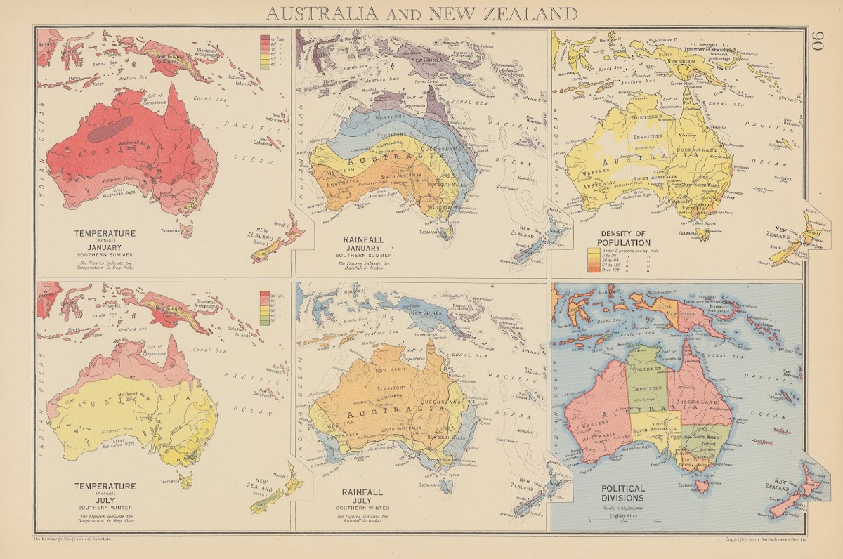 Australia and New Zealand Temperature Rainfall 1942