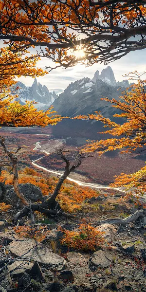 Patagonia, Fitzroy, Autumn, Mountains 4K iPhone Wallpaper Background