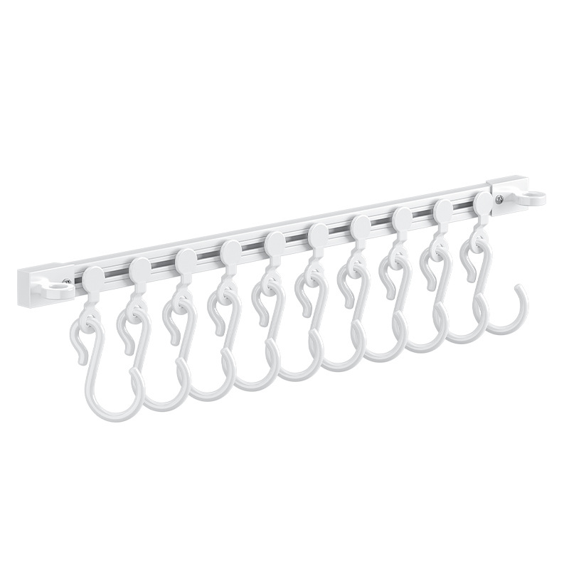 Rail system with hooks for cabinet doors