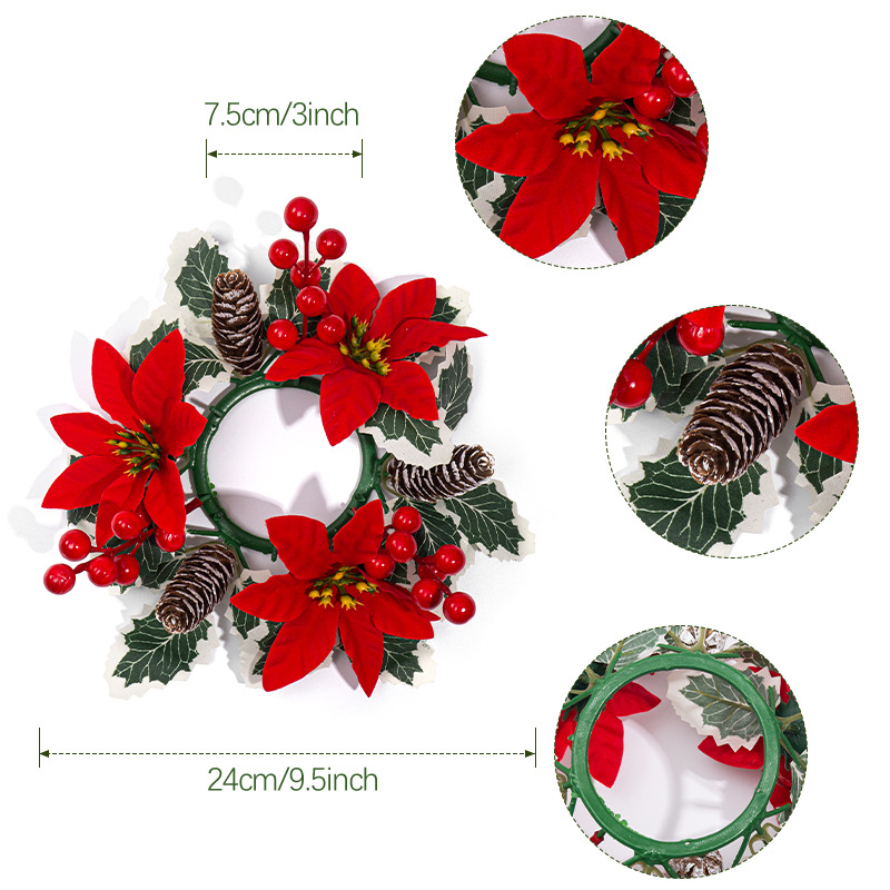 Dekorativer Weihnachtskranz für Kerzen und Flaschen