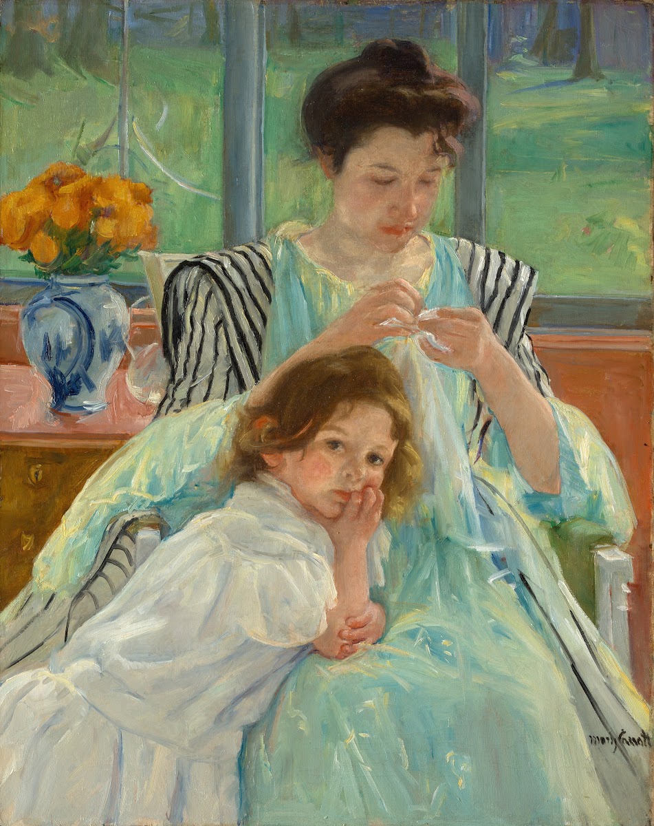 Young Mother Sewing 1900