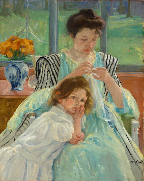 Young Mother Sewing 1900