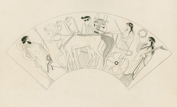 Apollo riding in a quadriga drawn by horses with Artemis and Hermes 1844 1861