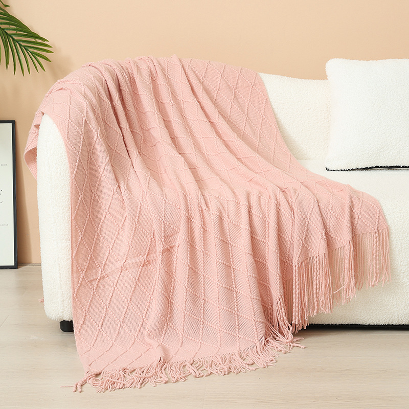 Nordic Knitted Blanket with Fringes, Acrylic, 127x180cm or 130x230cm