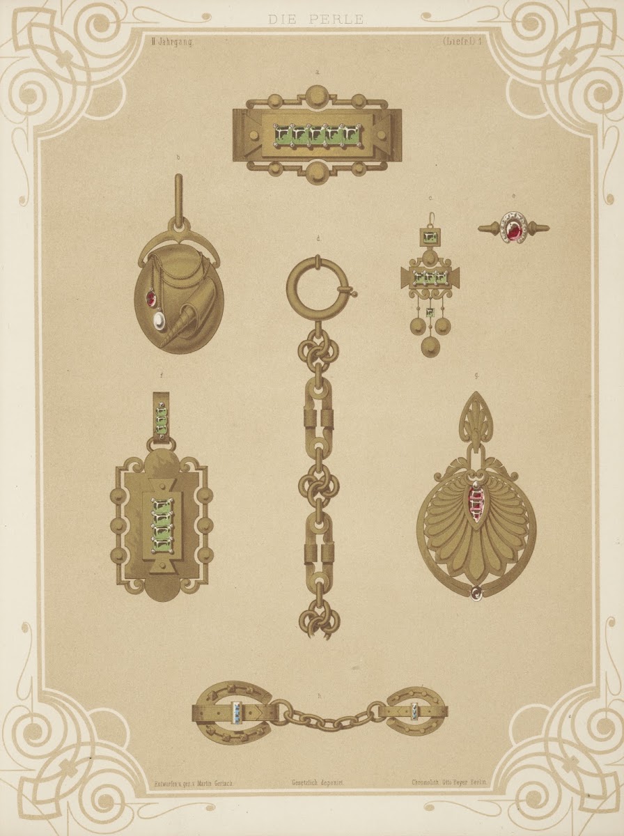 Ii Jahrgang Liefr I 1 Eight Designs For Jewelry Including Large Gold Chain 1872