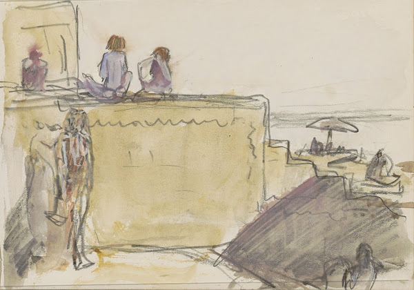 Indiërs op een trap aan de Ganges 1924   1925