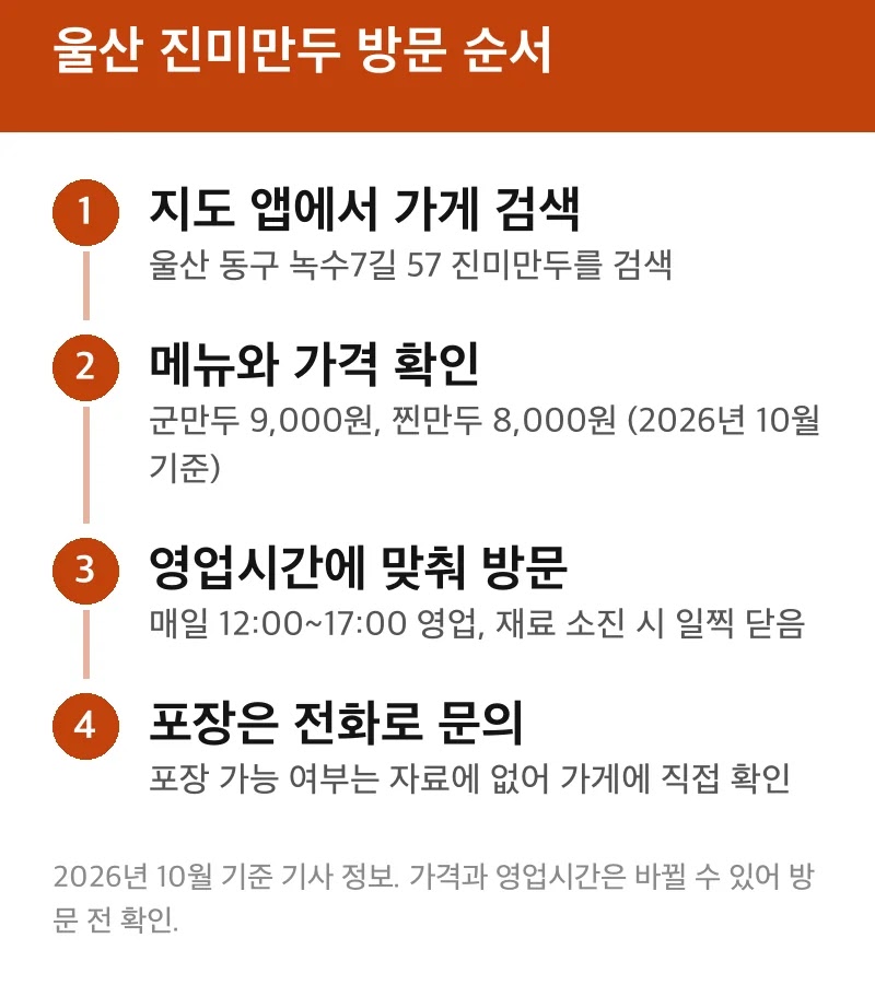 울산 진미만두 방문 순서