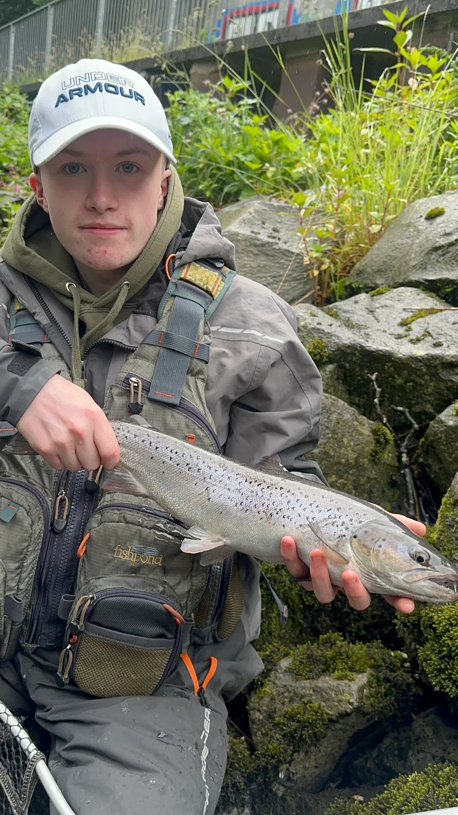 Jack O'Neil with a Sea Trout caught on a Golden Toby on the New River