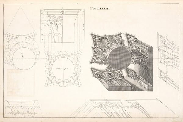 A Corinthian capital horizontally contracted in perspective 1707