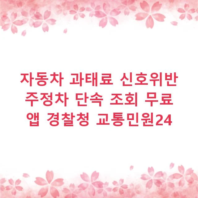 자동차 과태료 신호위반 주정차 단속 조회 무료 앱 경찰청 교통민원24
