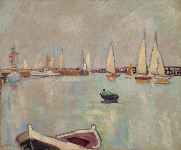 Barques et voiliers à Ouistreham circa 1930
