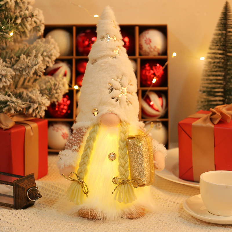 Glitzernde Wichtelfigur mit LED-Beleuchtung