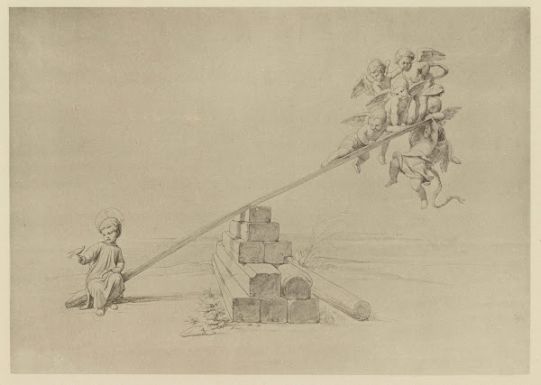 Christus mit Engeln auf dem Waagbalken circa 1900