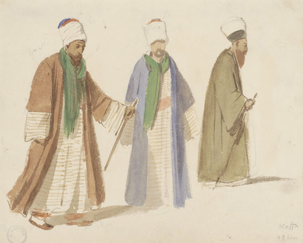 Kostuumstudies van drie derwisjen te Kaffa 1832   1842