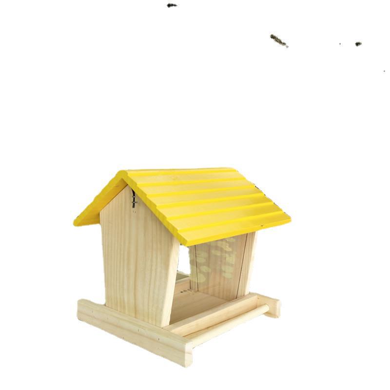 Rustic hanging bird feeder made of pine wood