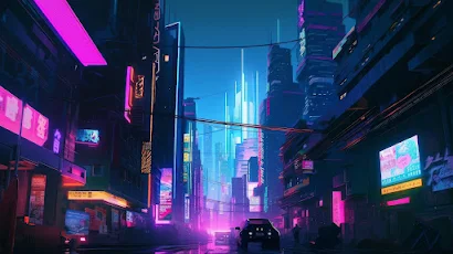 Ai Art, City, Street, Cyberpunk, Illustration 4K Wallpaper Background