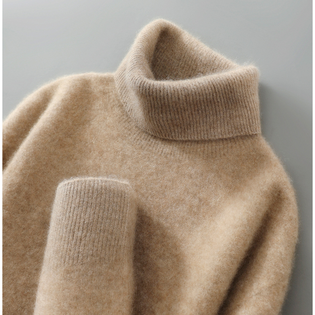 Men's Wool Sweater, Turtleneck, Loose Fit