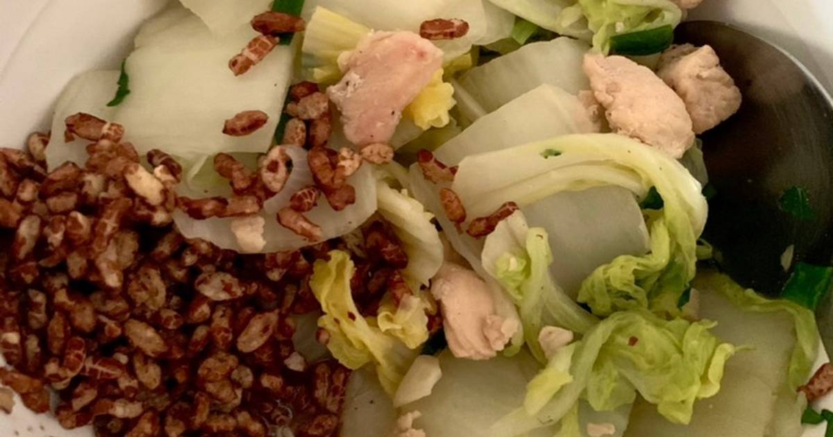Cải thảo xào ức gà + gạo lứt sấy (eatclean,giảm cân)