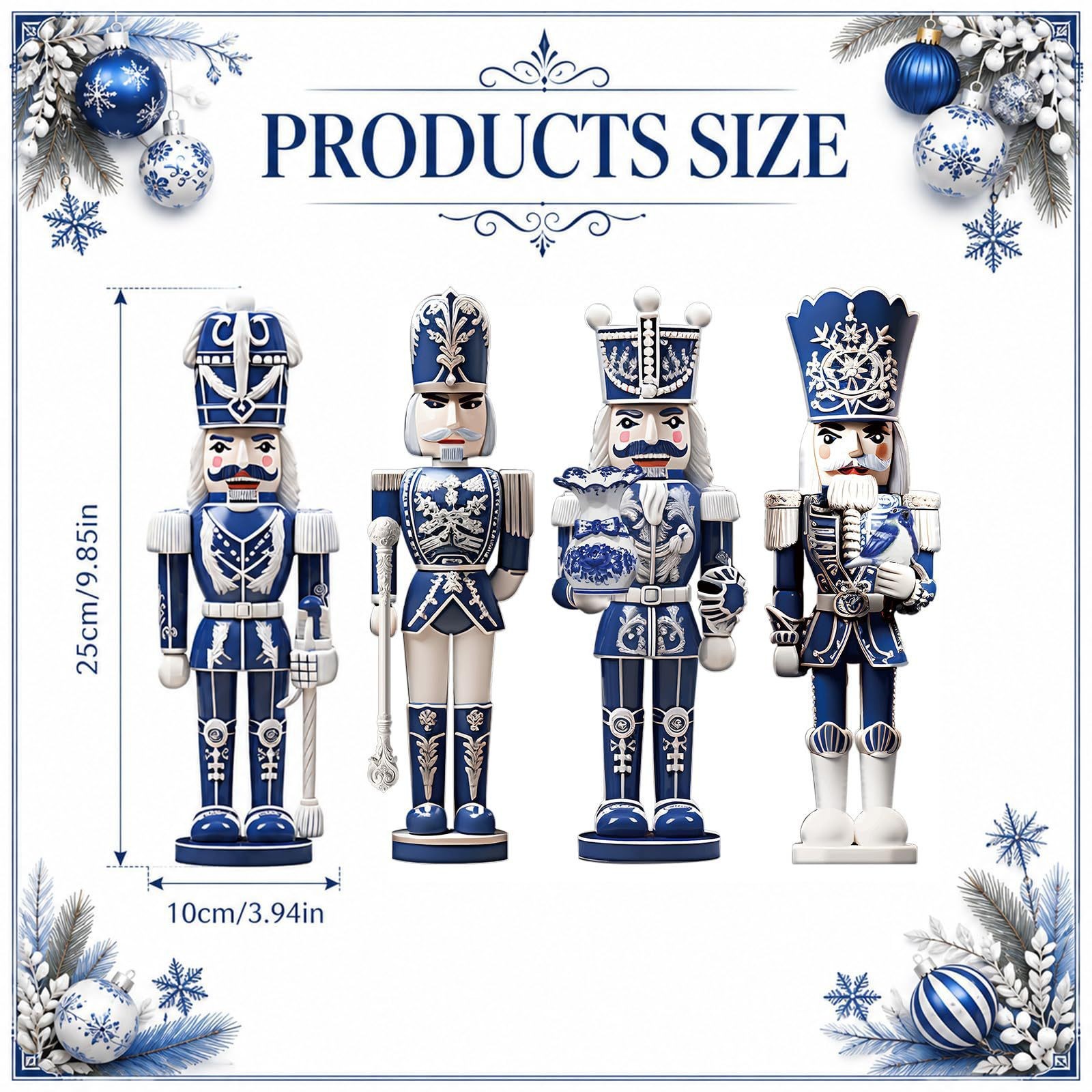4-piece set of nutcracker soldiers, gingerbread design, 2D print