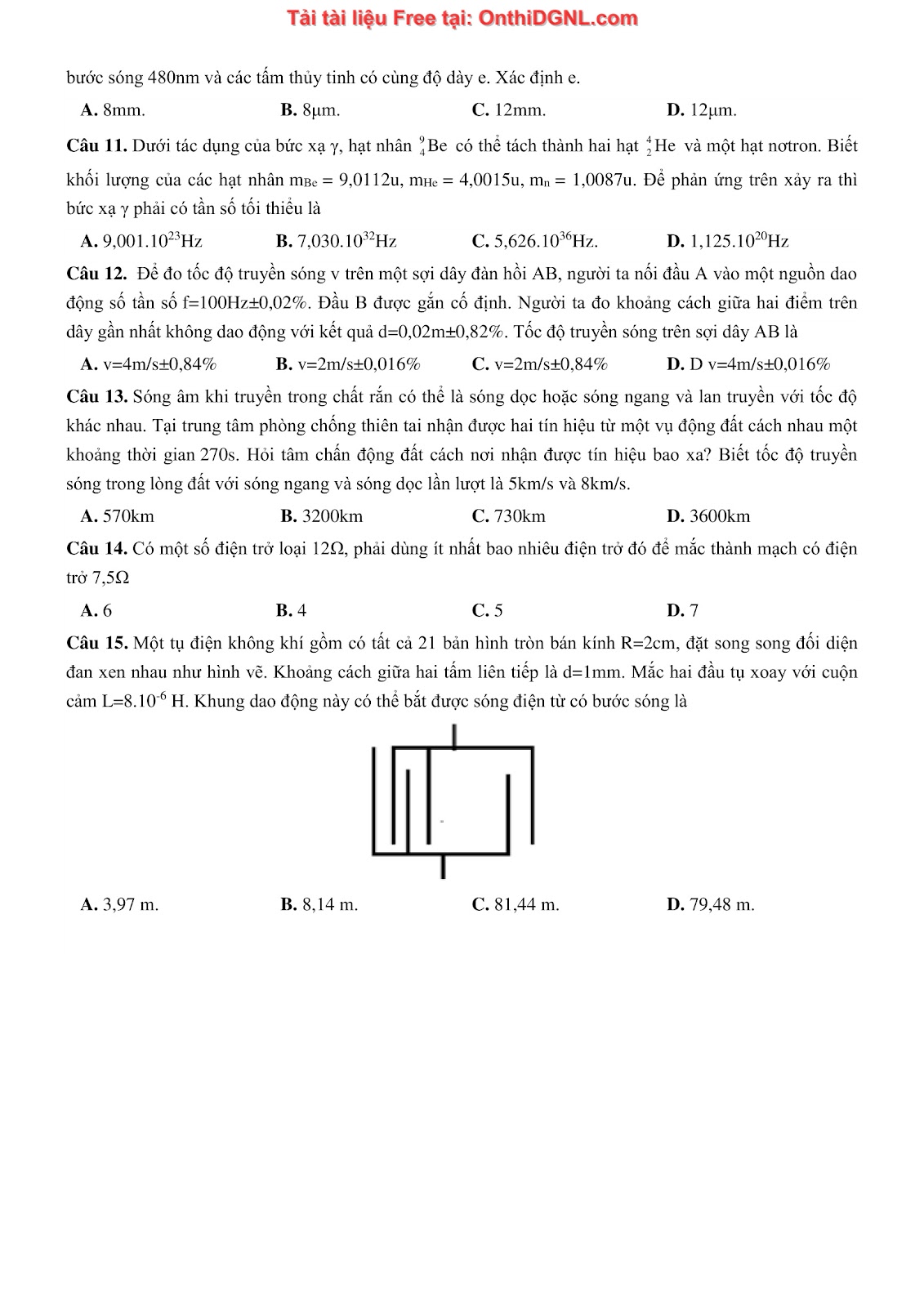 105 bài tập môn Vật Lý - Ôn thi ĐGNL Bách khoa Hà Nội Phần 3