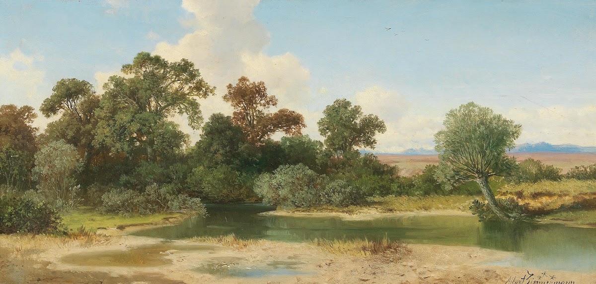 Open Landscape With The Alpine Foothills And Stream