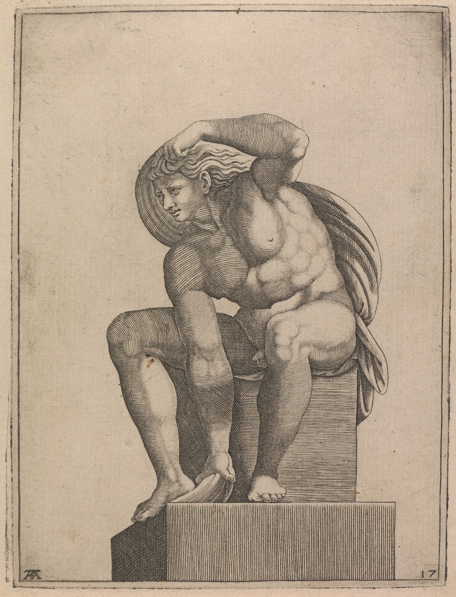 Male Nude from Panel of Creation of Eve 1550 1585