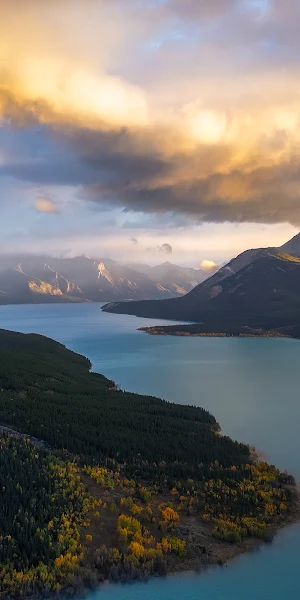 Mountain Lake, Aerial View, Sunrise Landscape, Scenic Road 4K Wallpaper Background