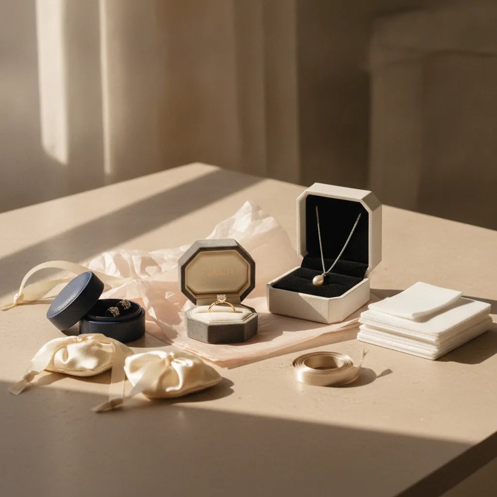 Luxury unboxed creating premium jewelry packaging experiences impress with premium jewelry boxes, pouches, and elegant unboxing presentation